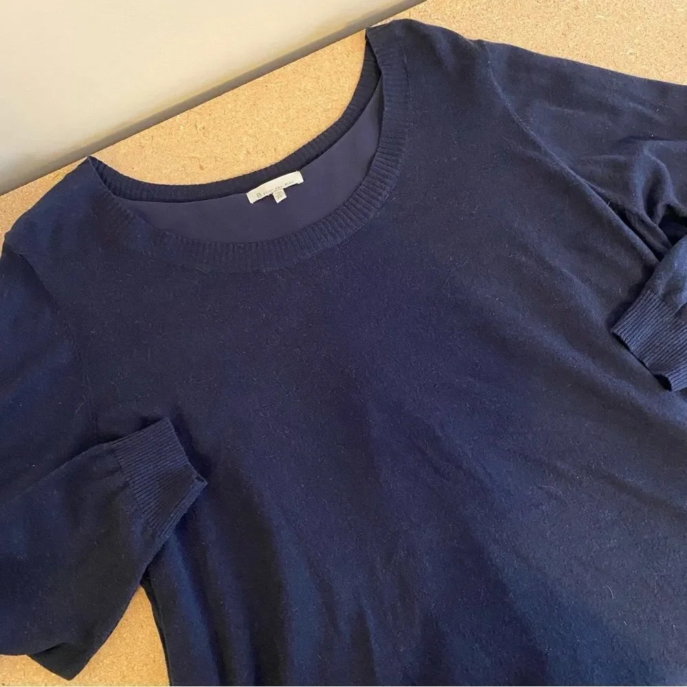 B Skies Are Blue Navy Boatneck Sweater Size 2x; back with layered opening